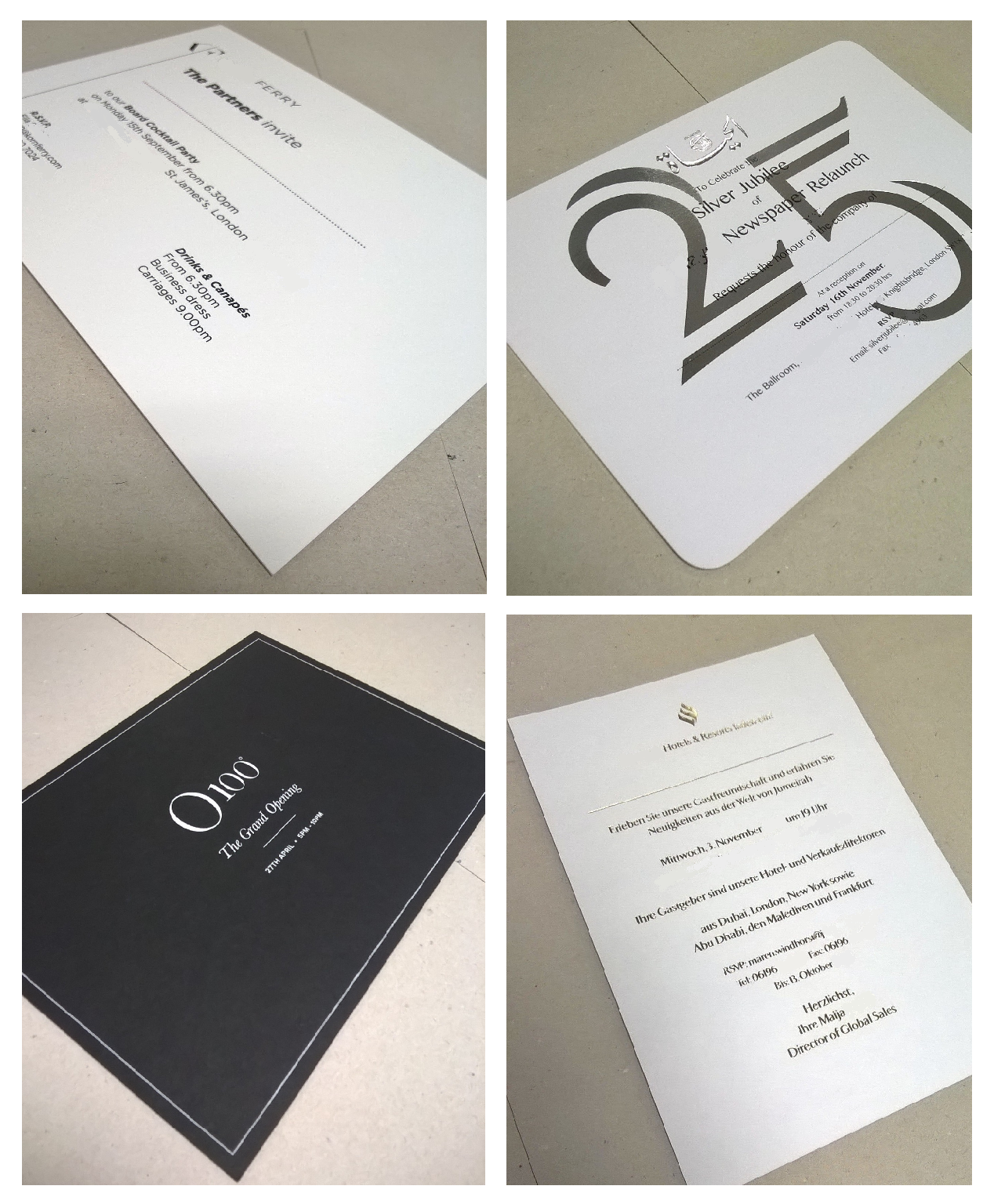 Thick elegant business event invitations | Solways Quality Printing London